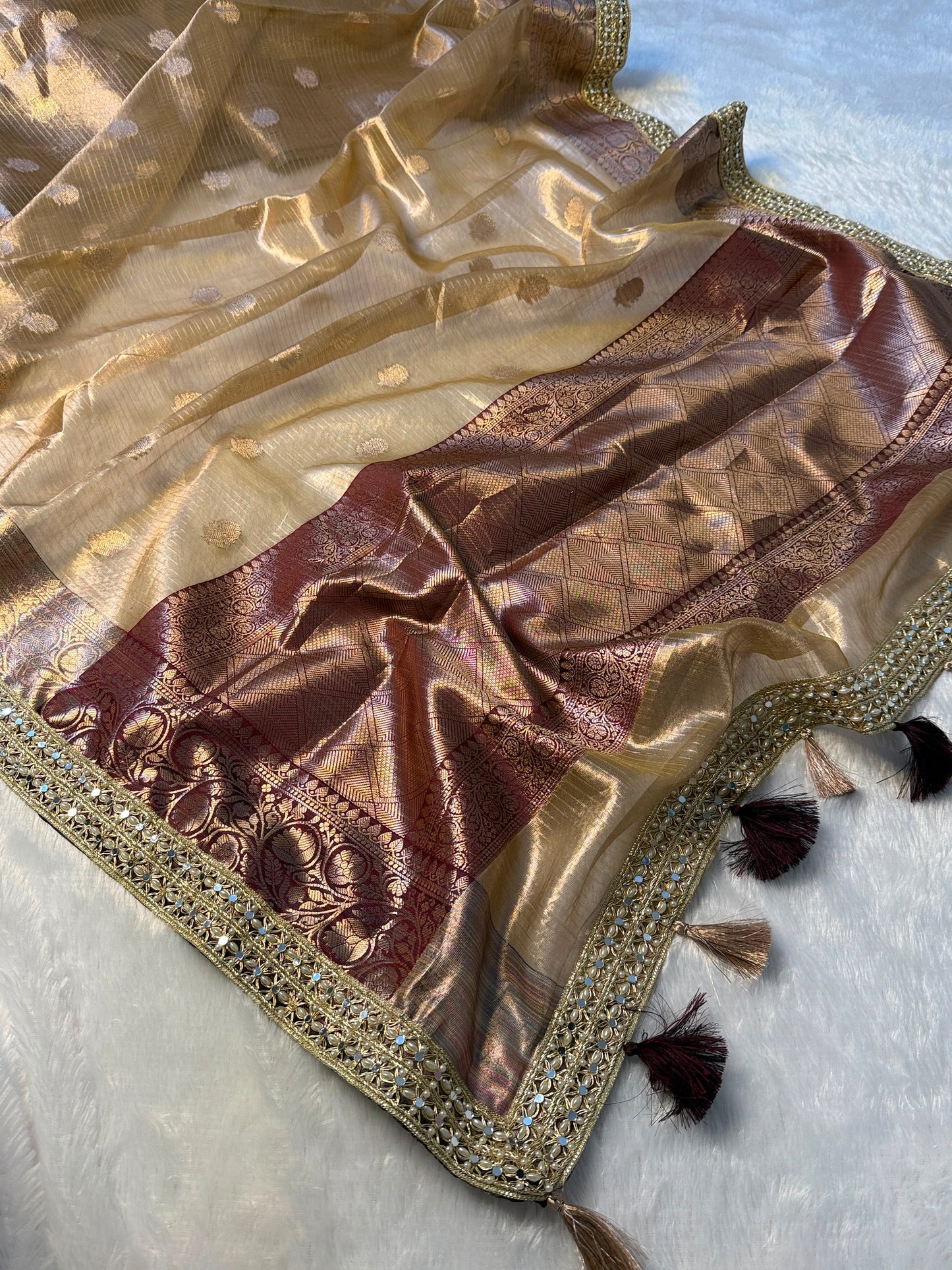 Banarasi Multi Colour Border Tissue Soft Silk Saree