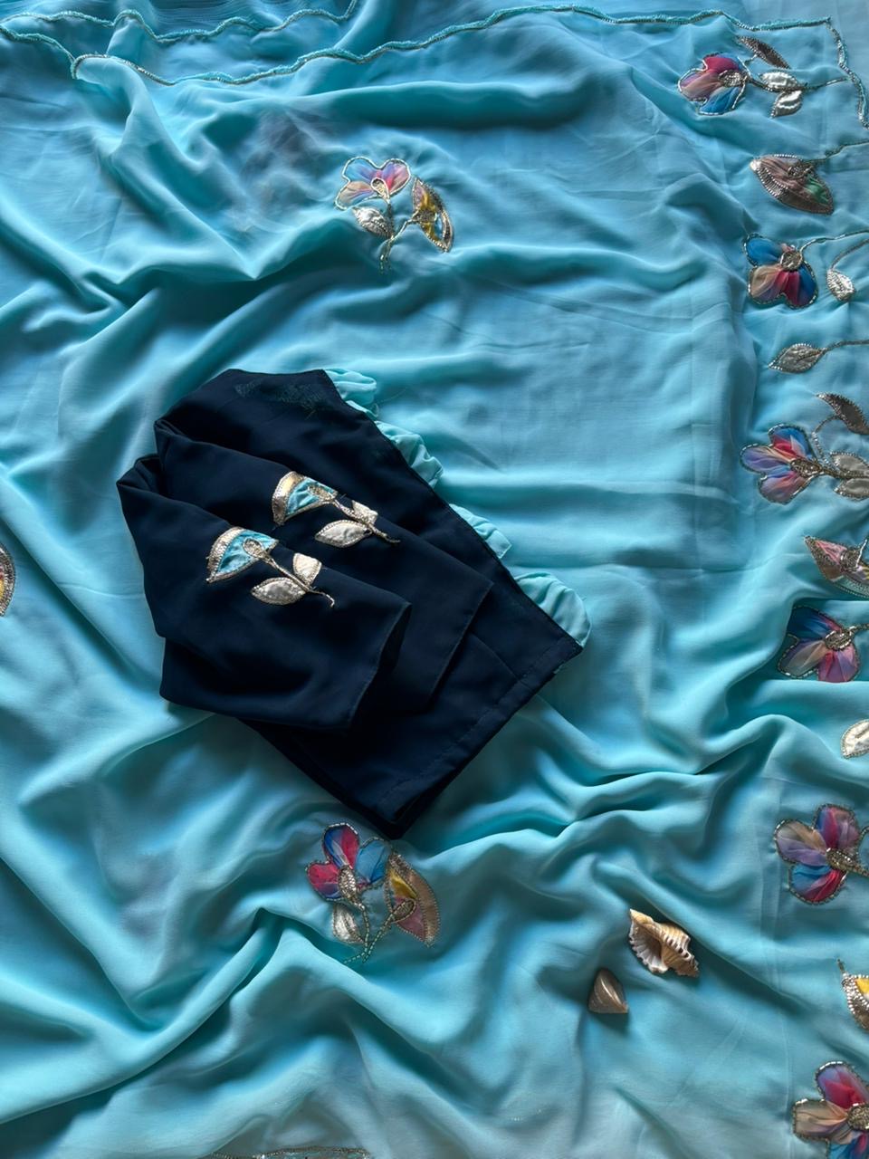 Georgette floral saree