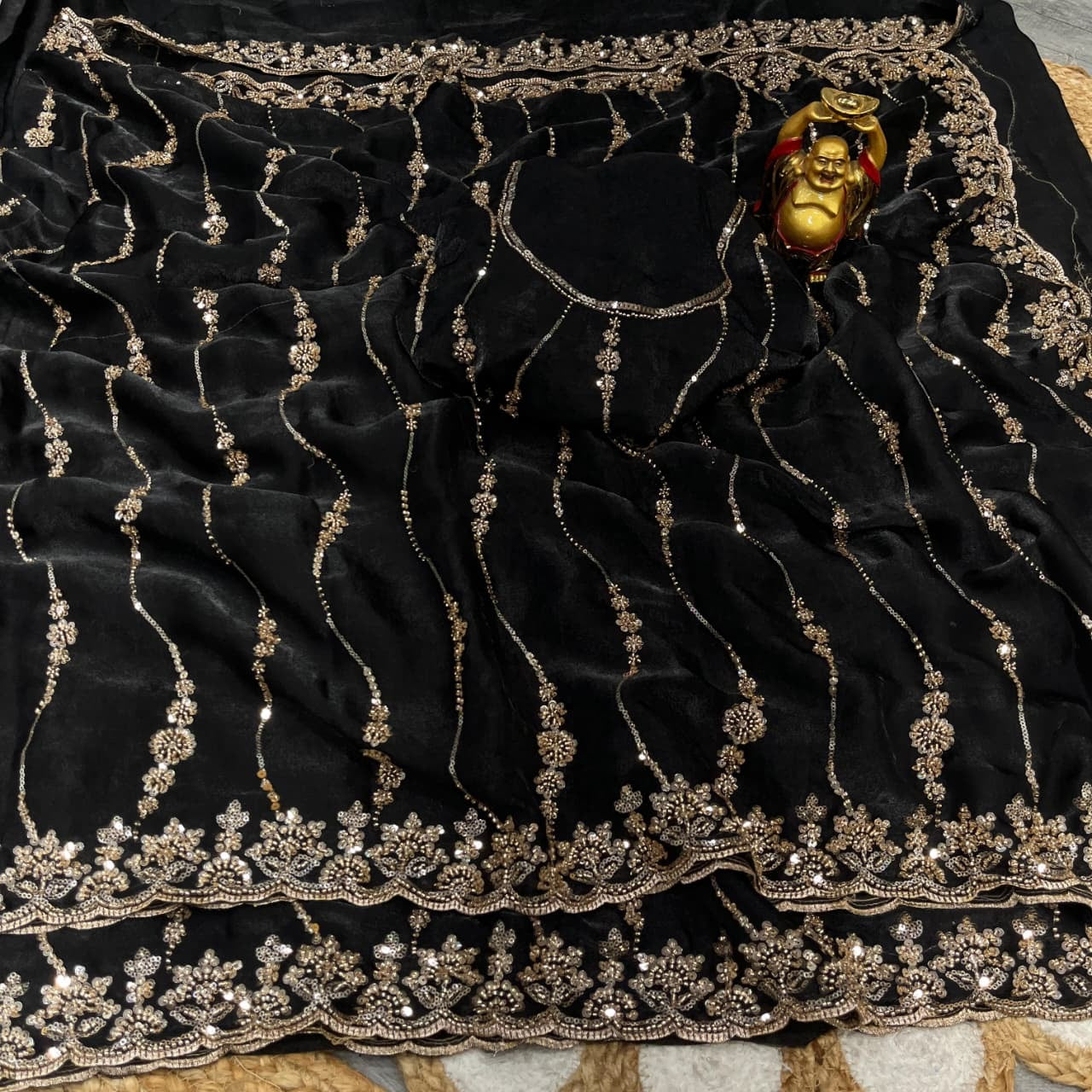 Space silk saree with sequence embroidery