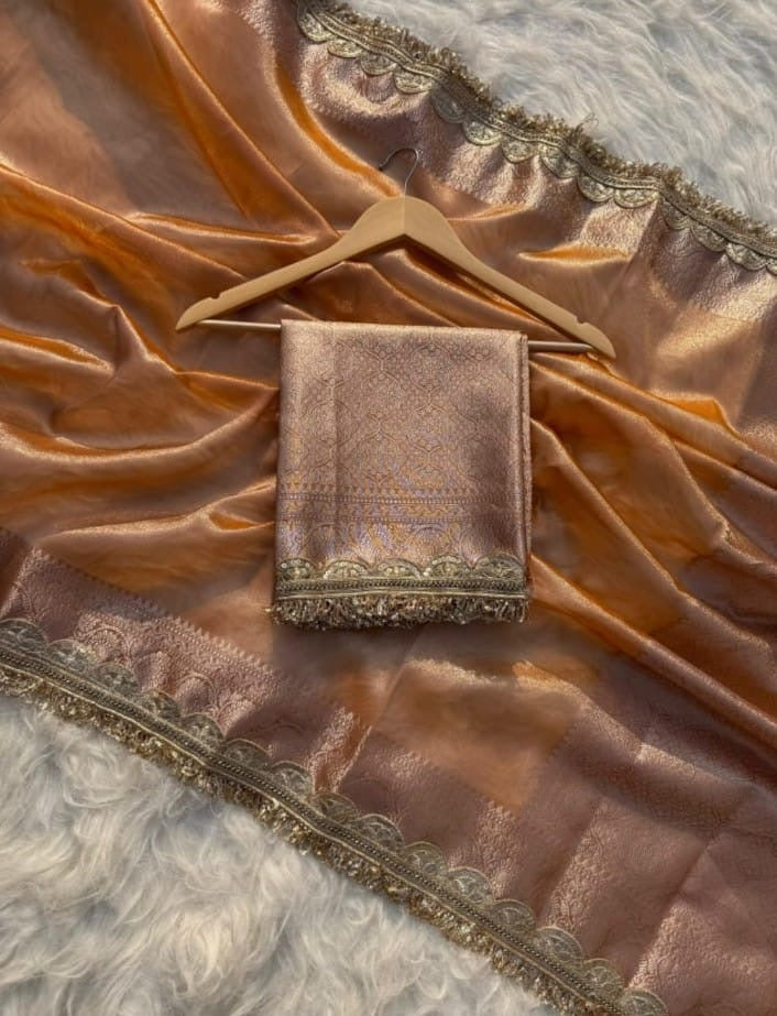 Glass tissue silk saree