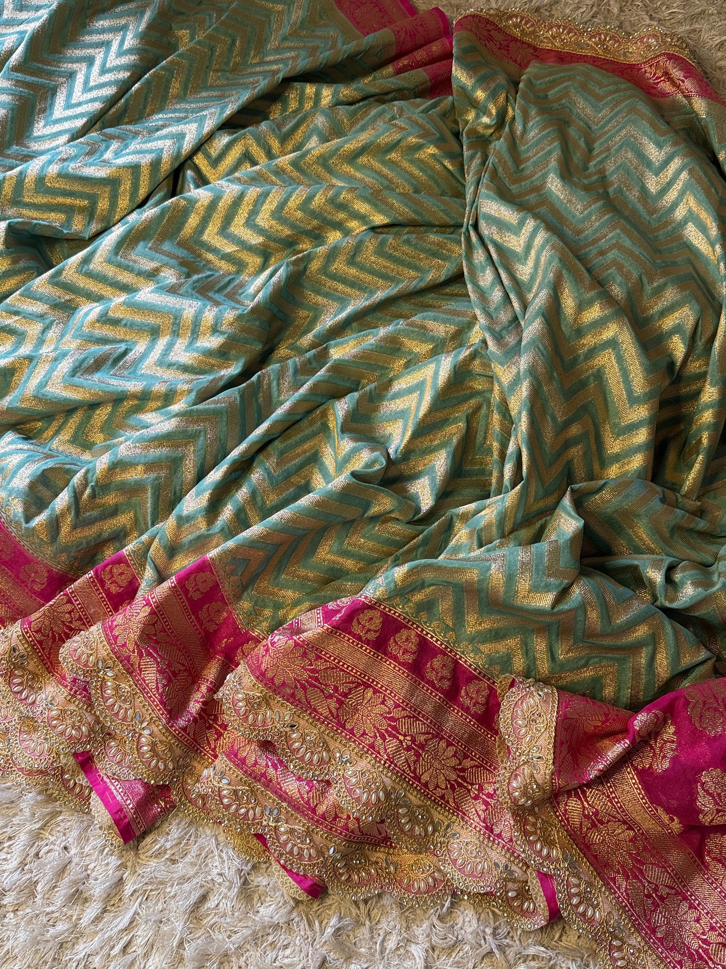 Katan georgette silk saree