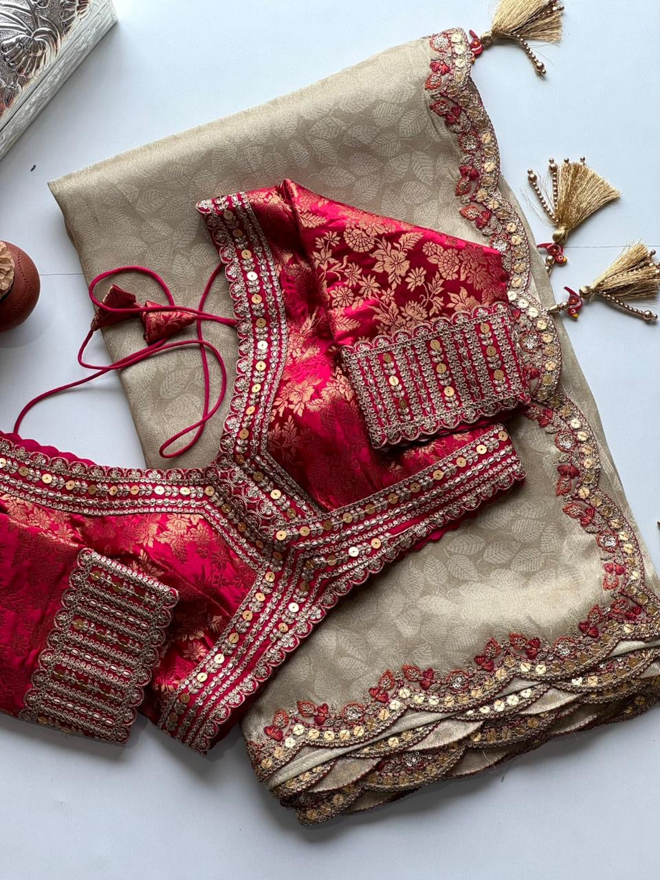 Pure soft dola silk saree