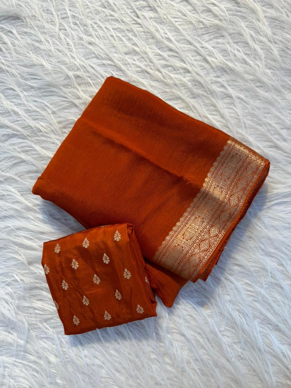 pure viscose soft Chinon saree