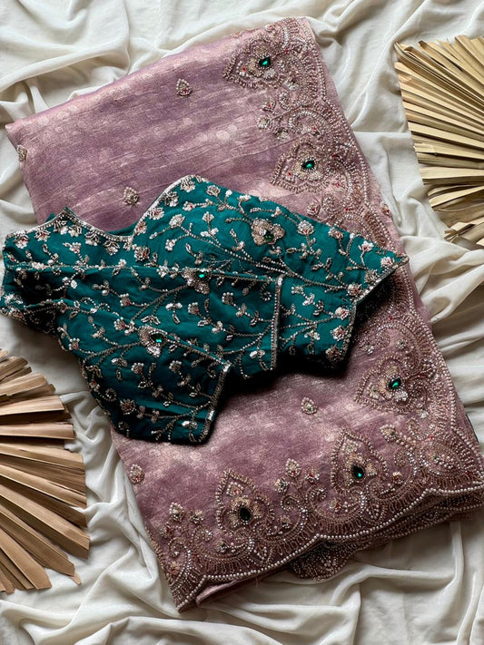 Tissue crepe silk saree