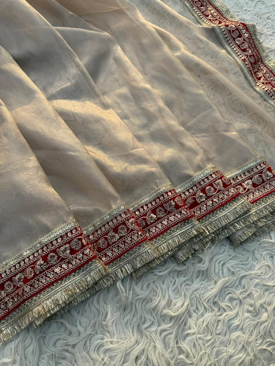 Premium plain tissue silk saree