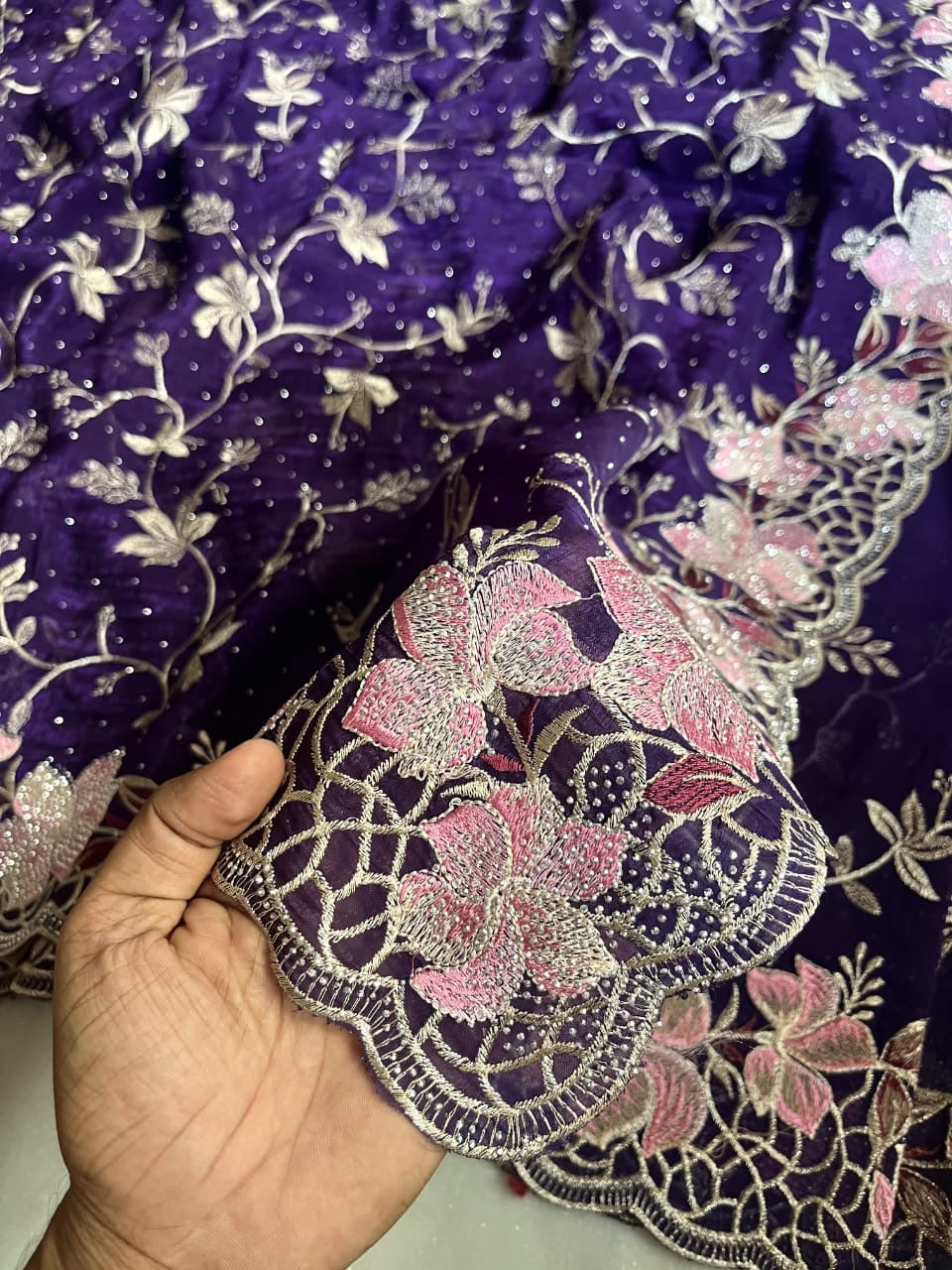 Crush fabric saree