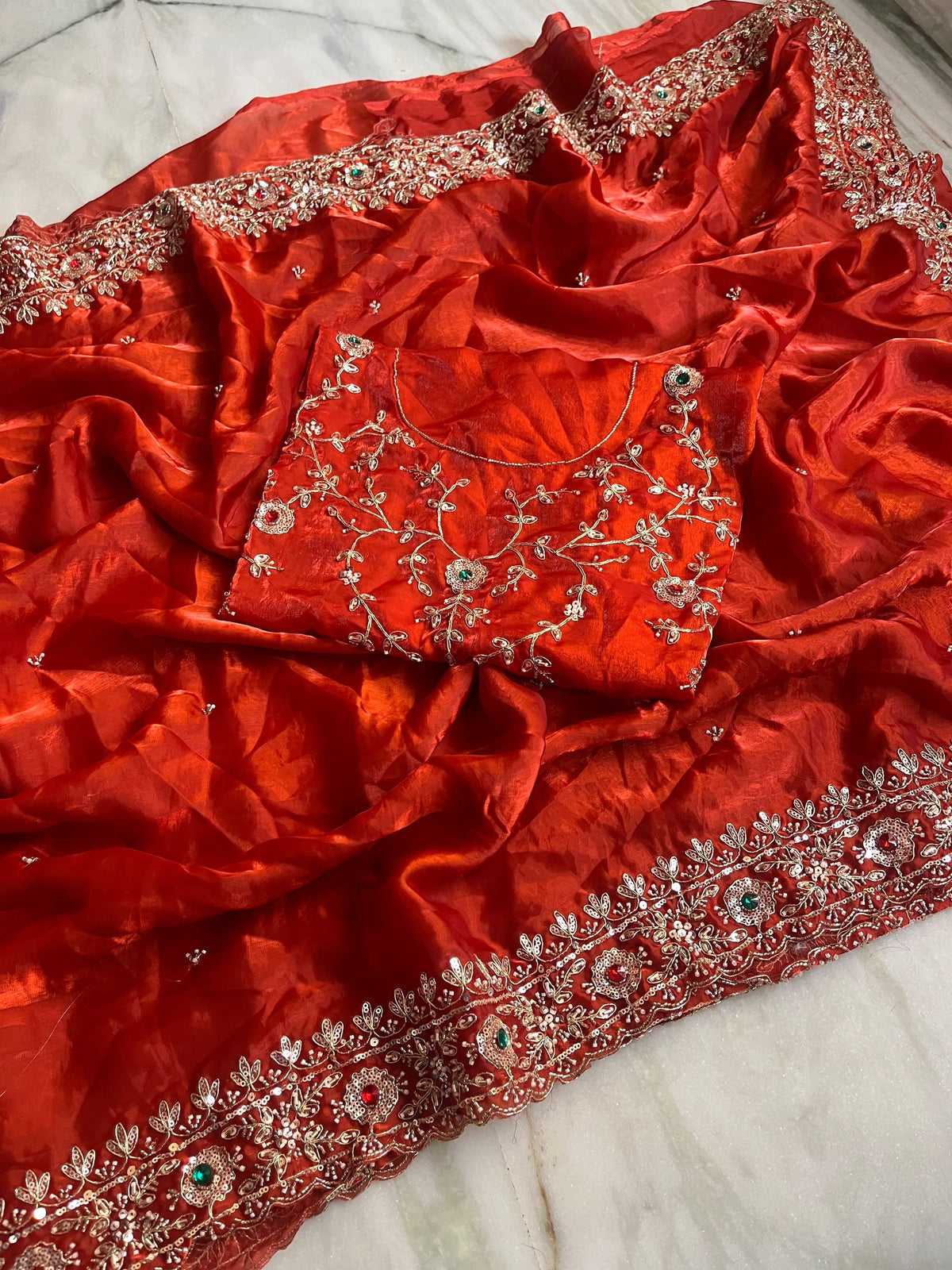 Pure satin silk saree