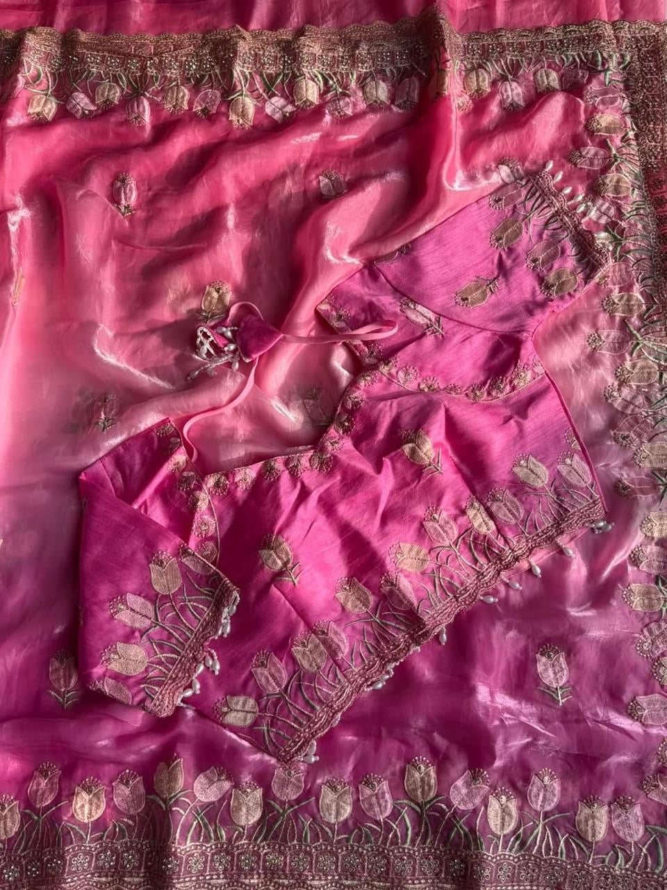 Soft satin silk saree