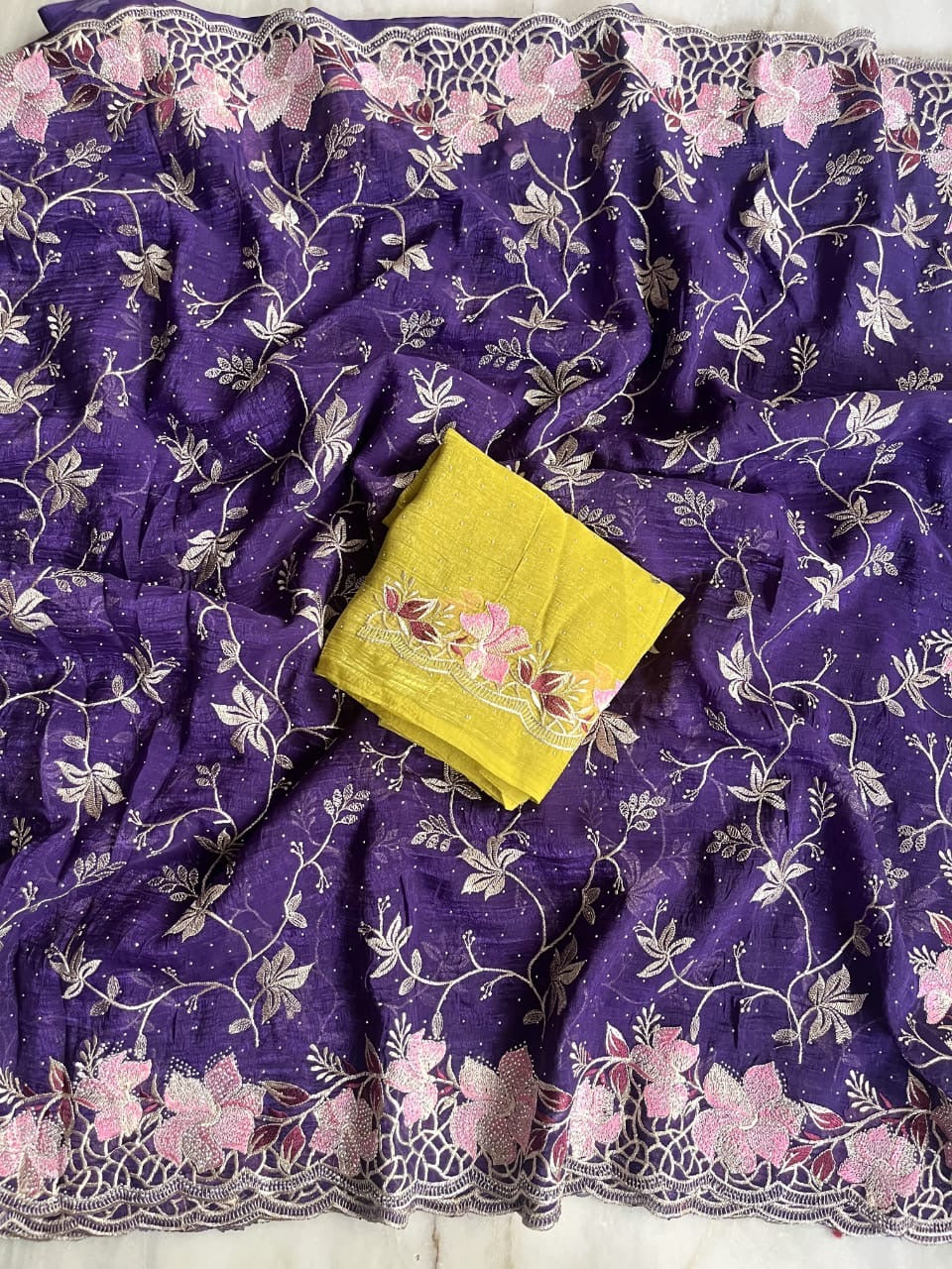 Crush fabric saree