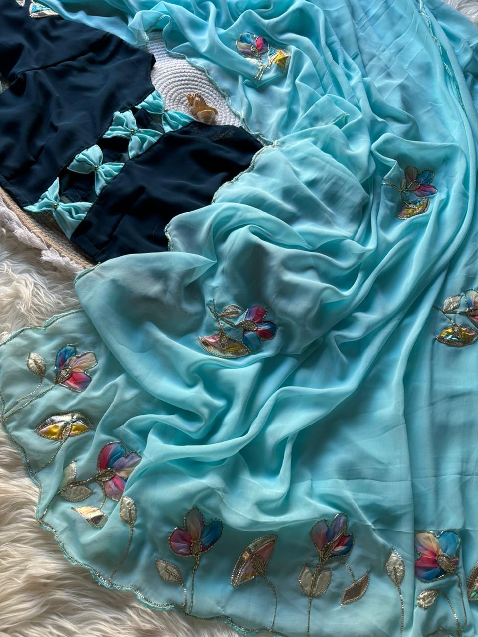 Georgette floral saree