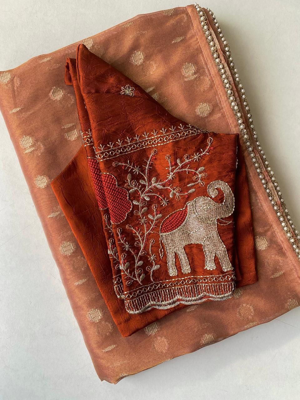 soft tissue organza saree