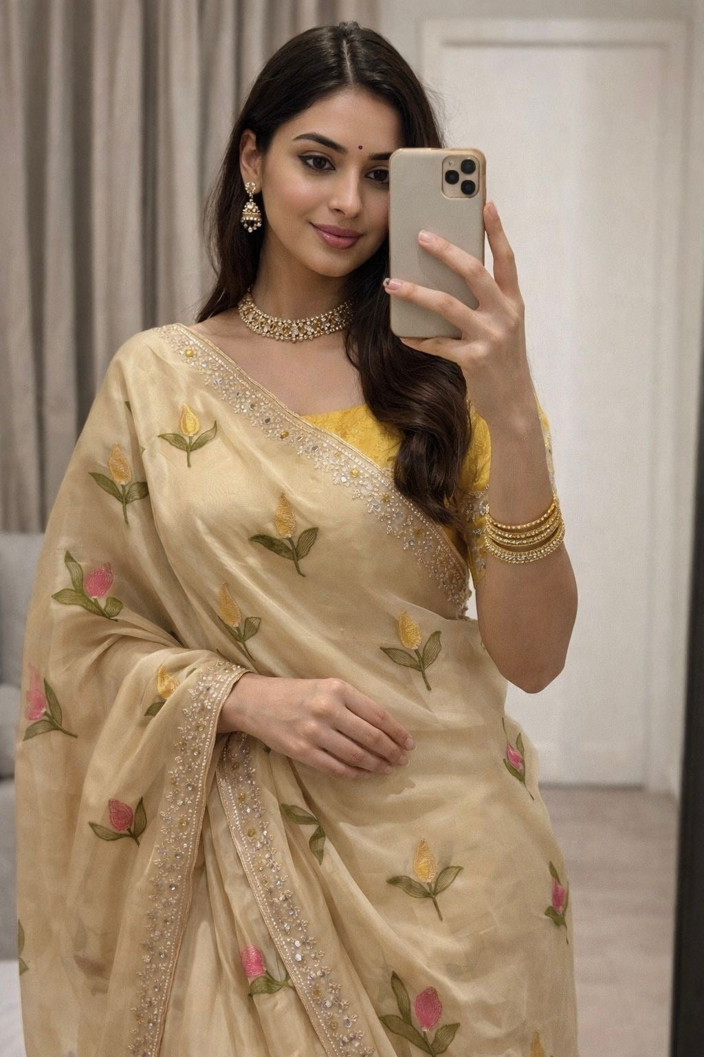 Soft Rangoli silk saree with embroidery work