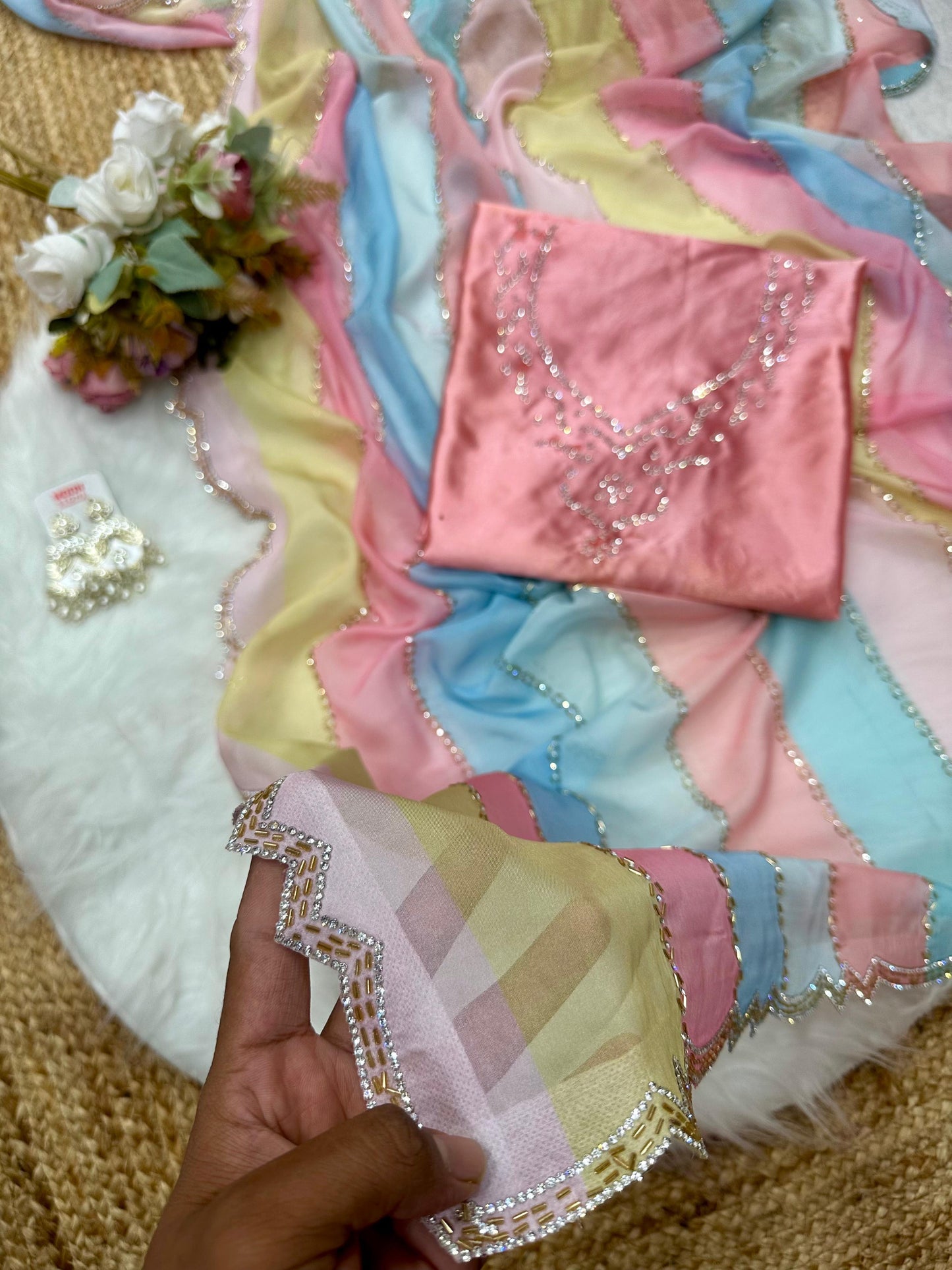 soft silk with digital printed multicolour saree