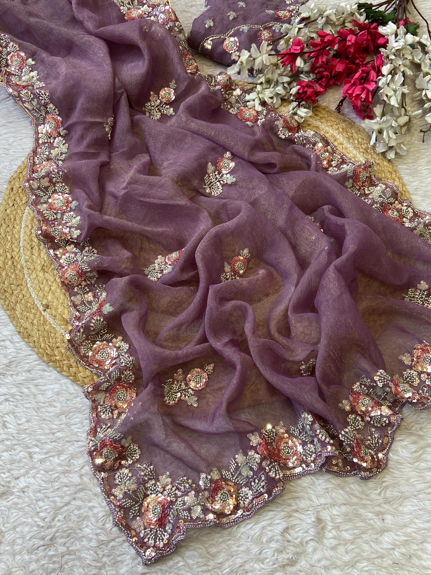 Chiffon handwork saree