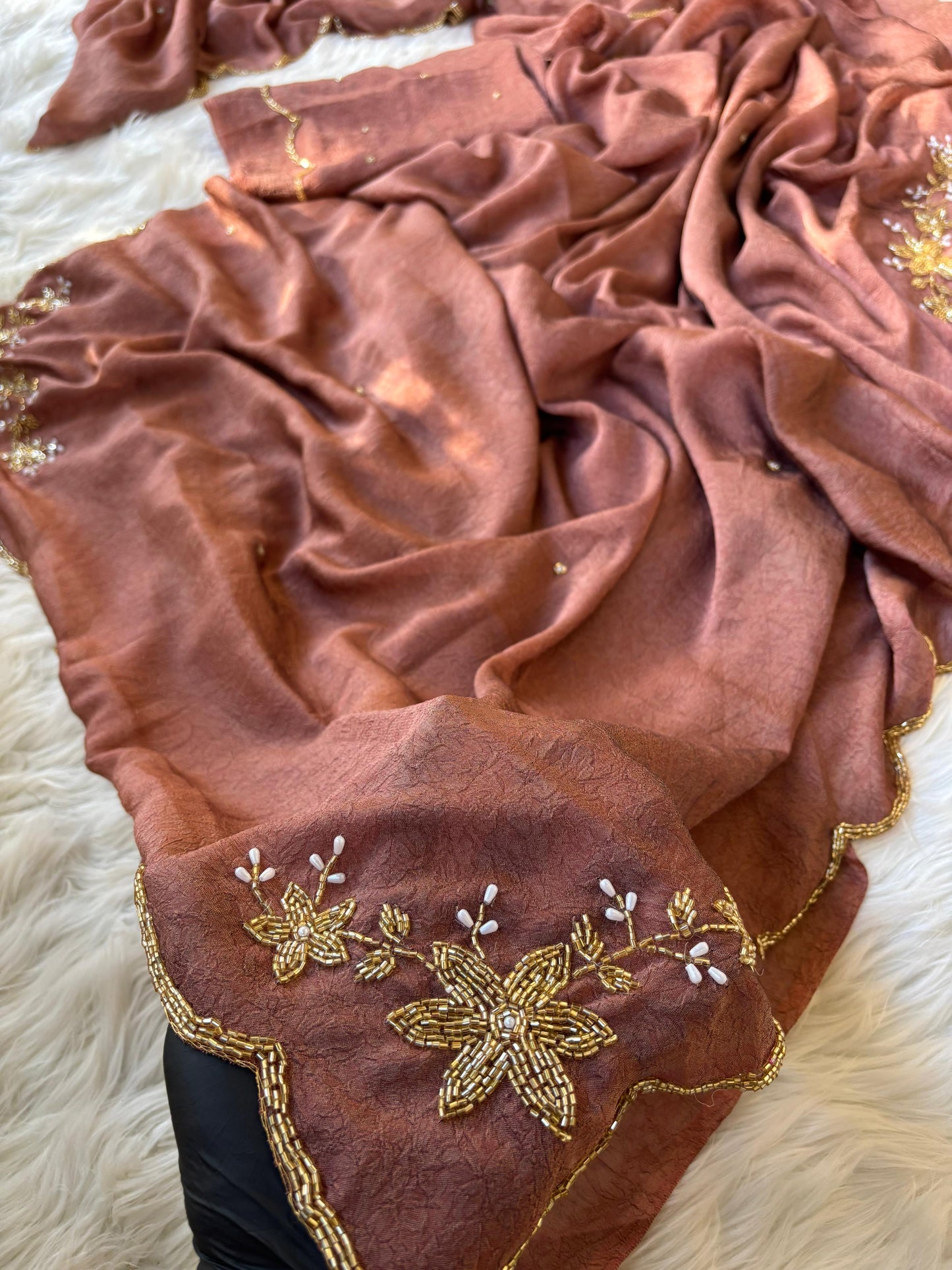Soft rangoli crush saree fabric