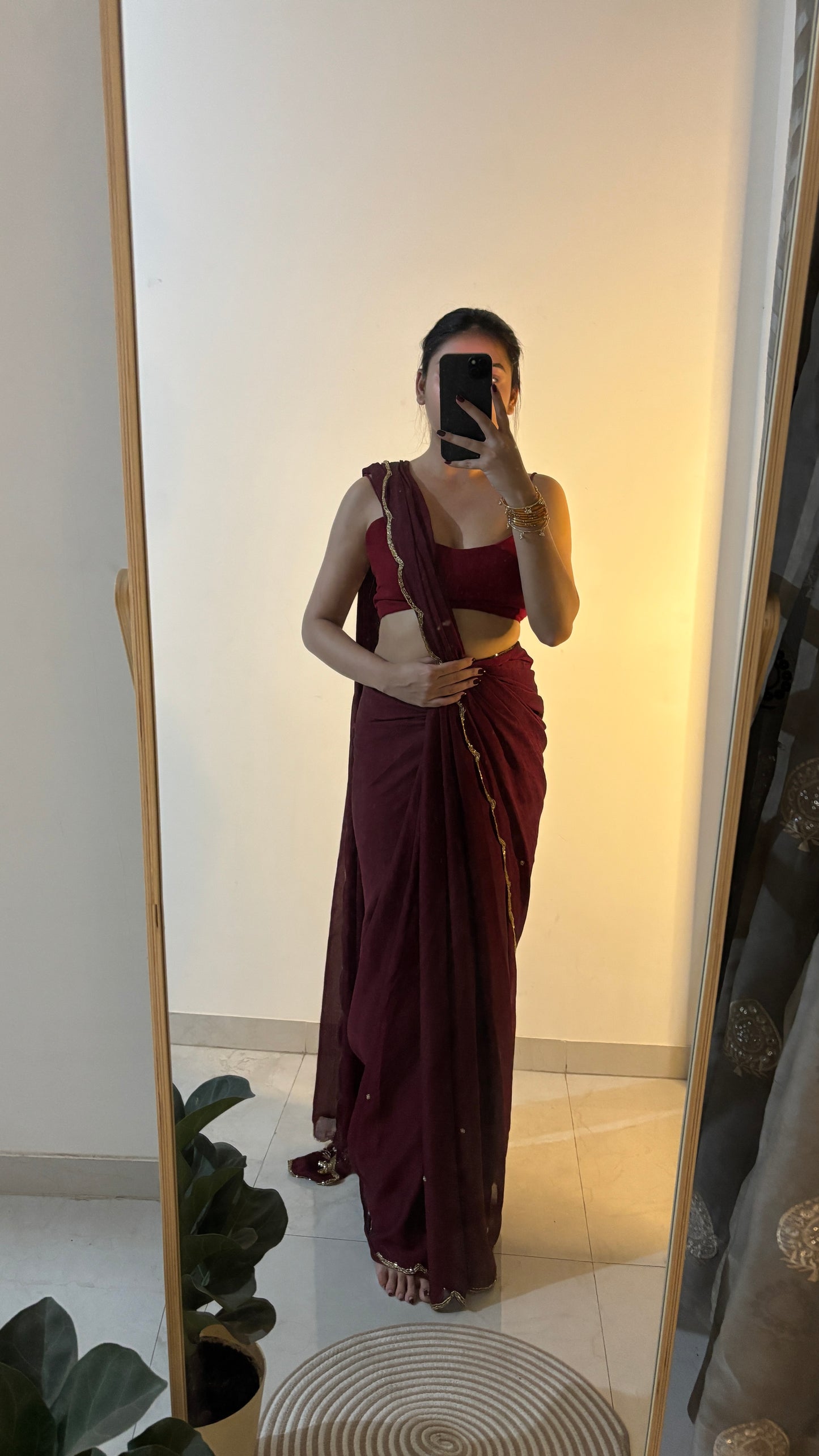 Soft crush saree with beautiful handwork