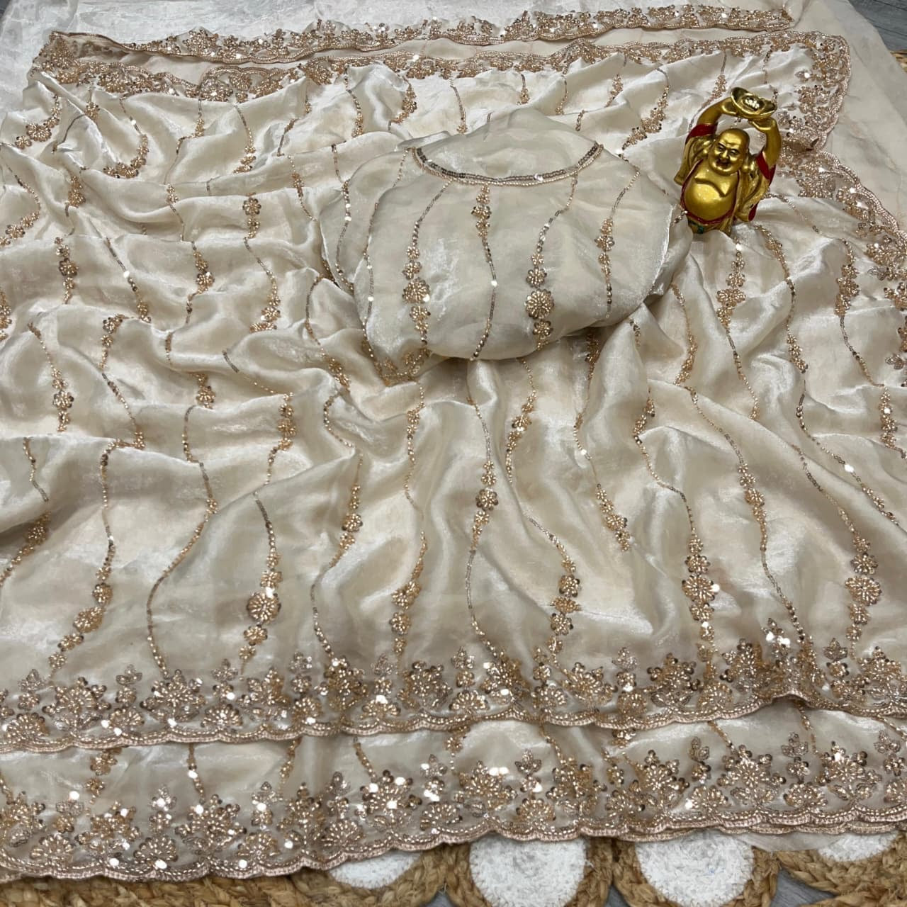 Space silk saree with sequence embroidery