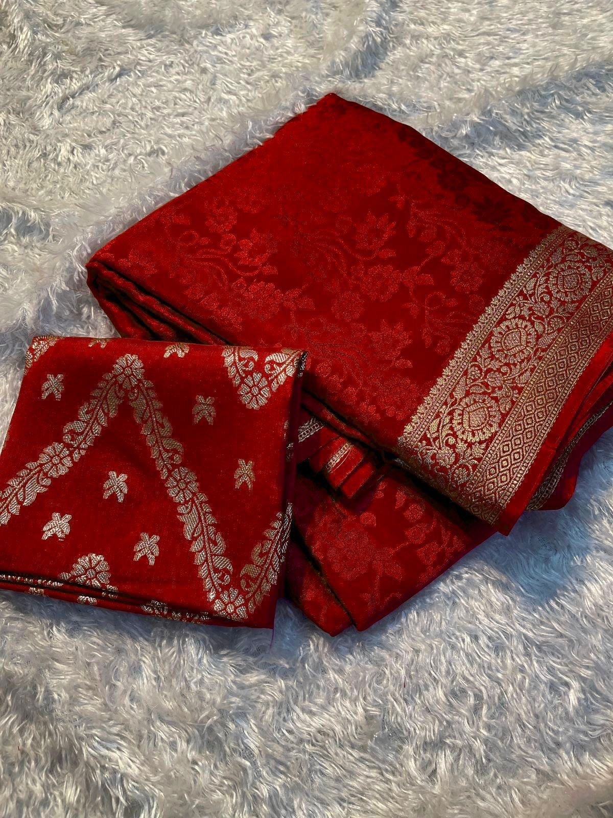 Viscose Chinon  saree