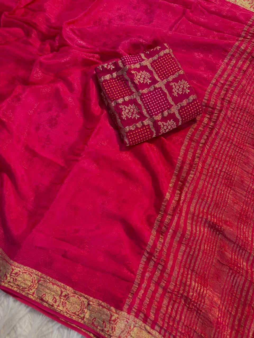 Pure viscose chinnon silk saree