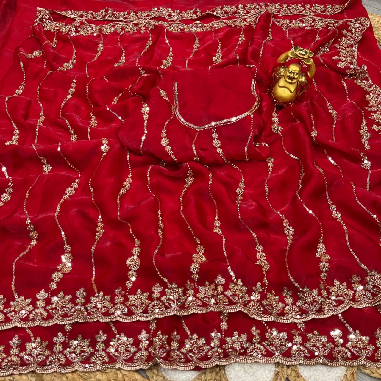 Space silk saree with sequence embroidery