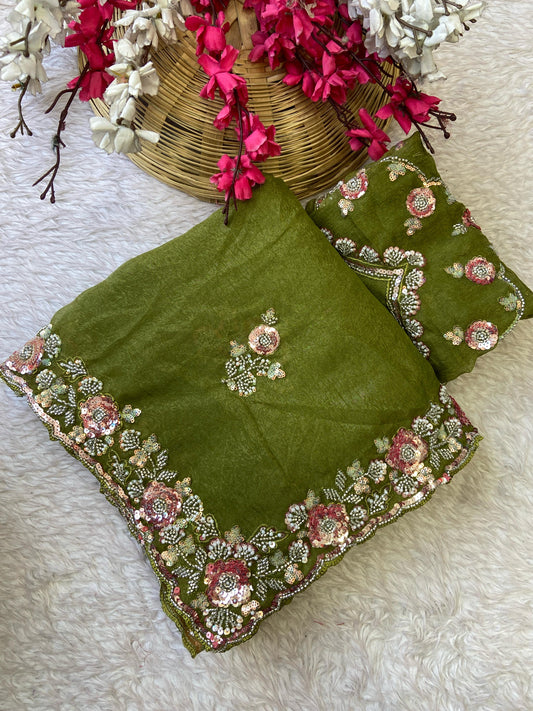 Chiffon handwork saree
