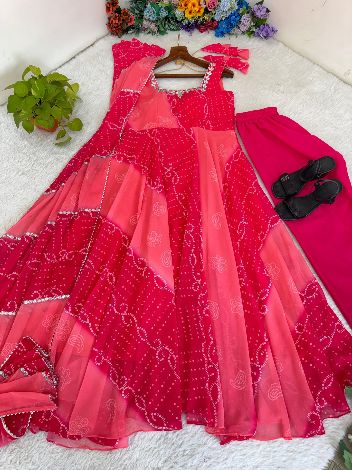 Gerorrget Chiffon Heavy Fox Digital Print gown