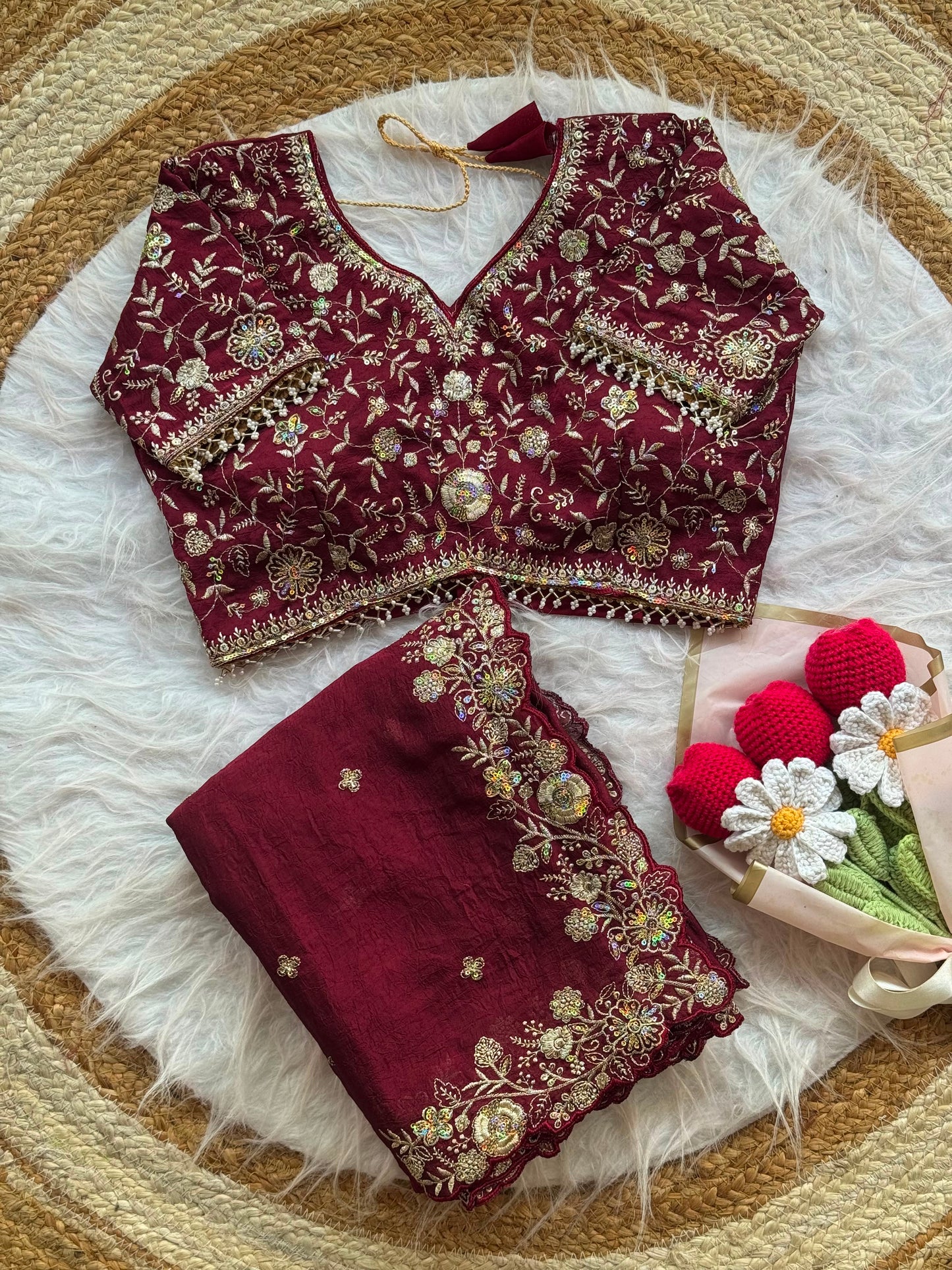 Crush silk saree