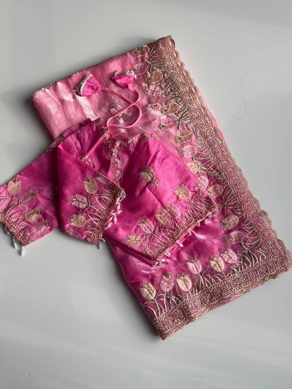 Soft satin silk saree