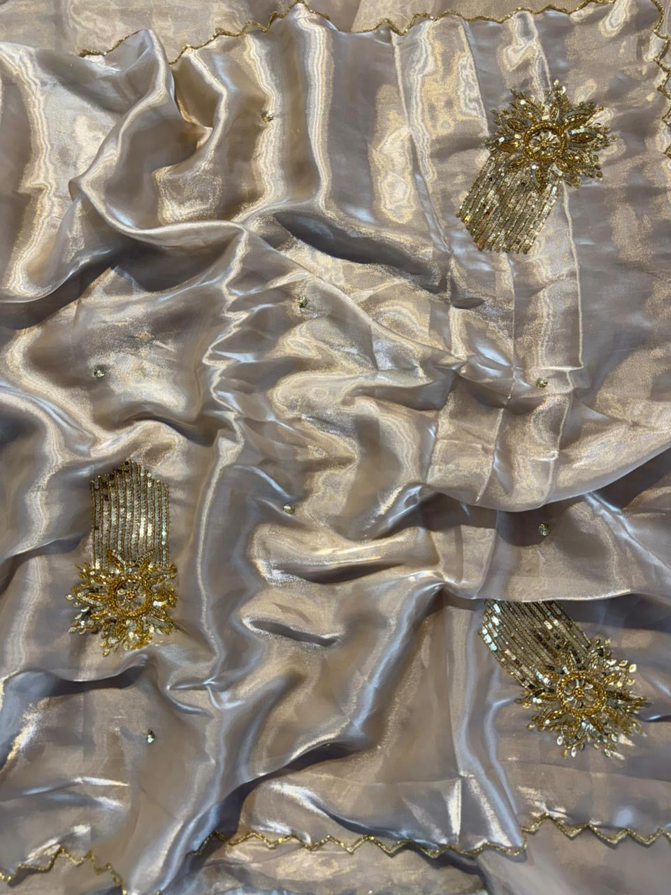 heavy soft satin silk with beautiful handwork