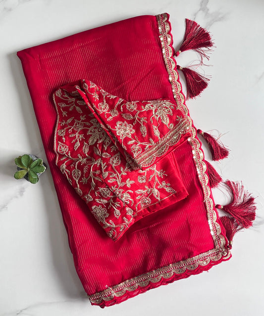 Pure chiffon georgette saree