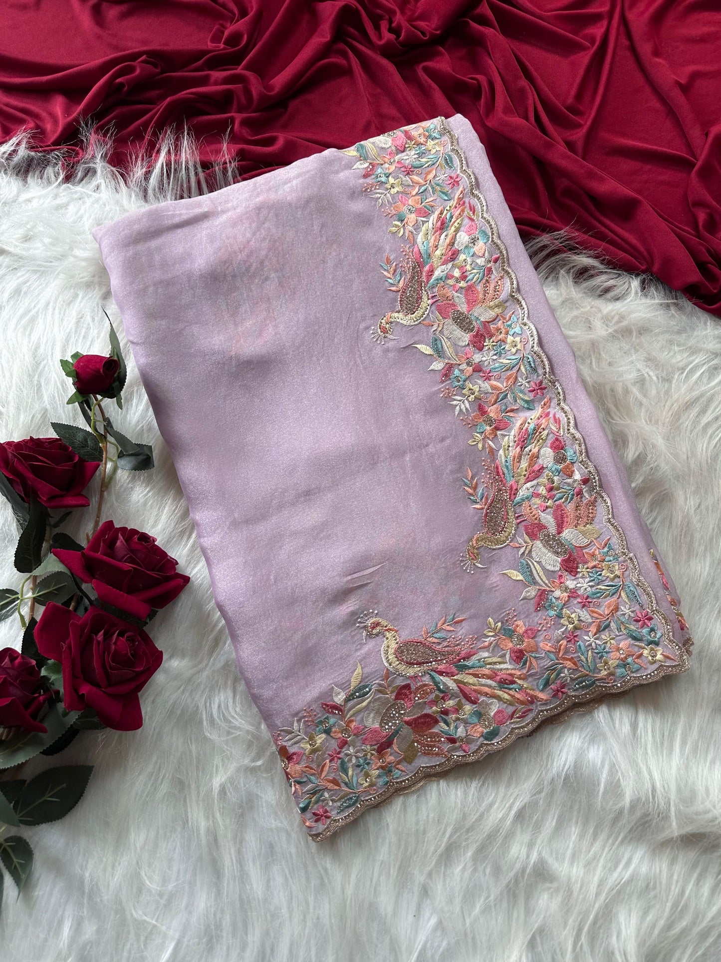 Premium moss chiffon saree