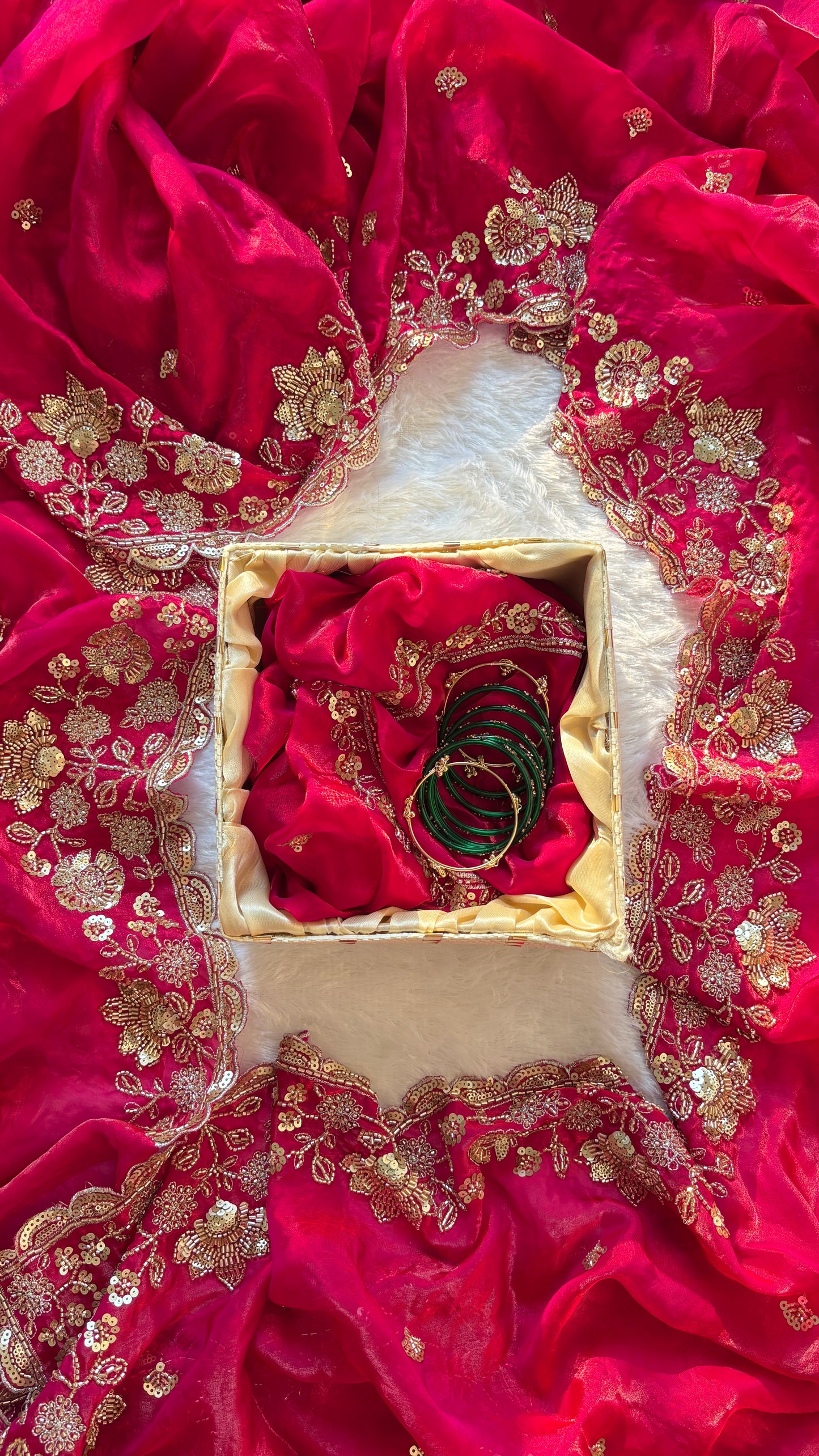 Beautiful satin silk saree with beads work