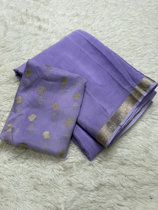 Pure chinnon silk saree
