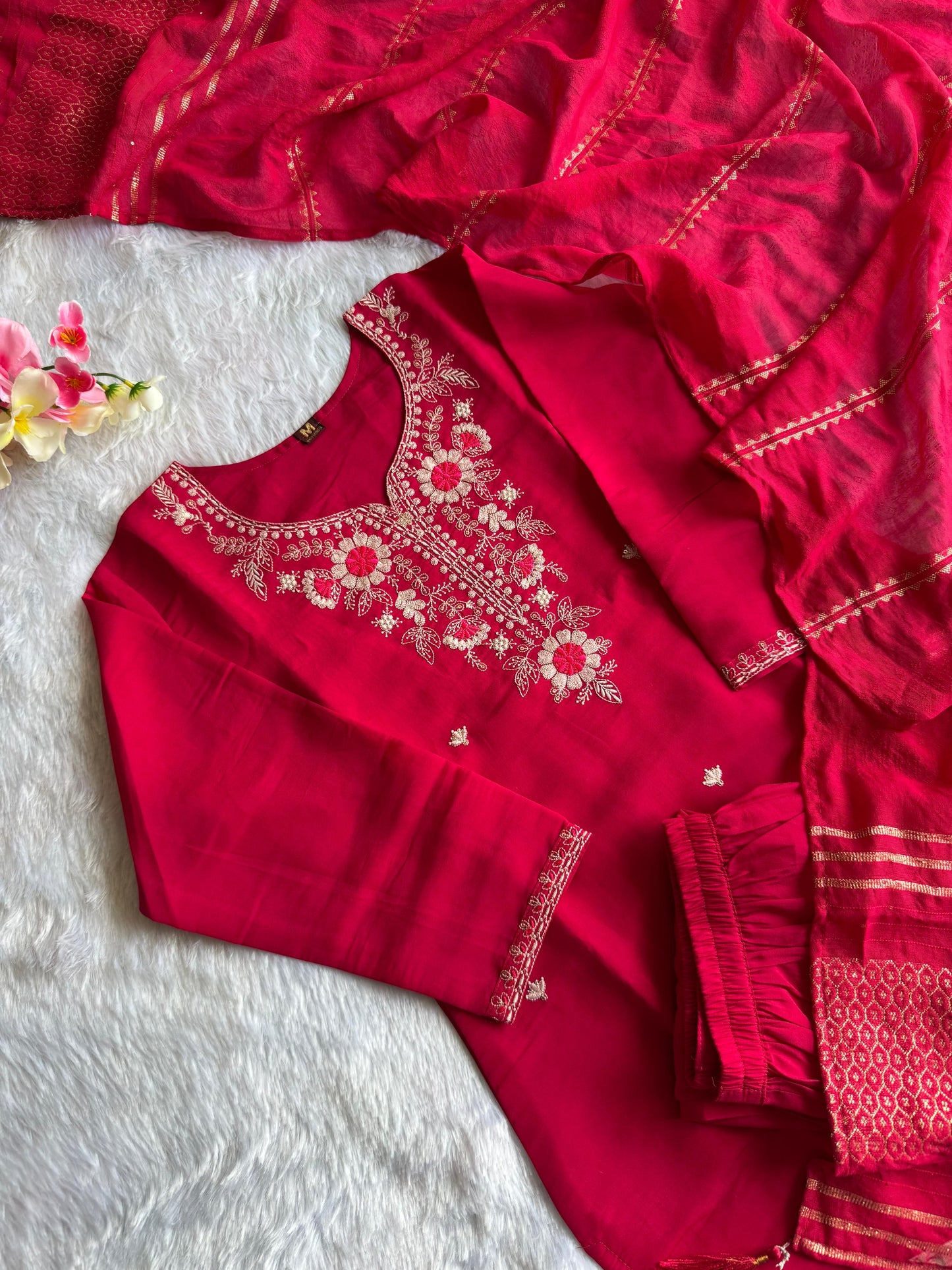 Roman Silk with Beautiful Embroidery kurta set