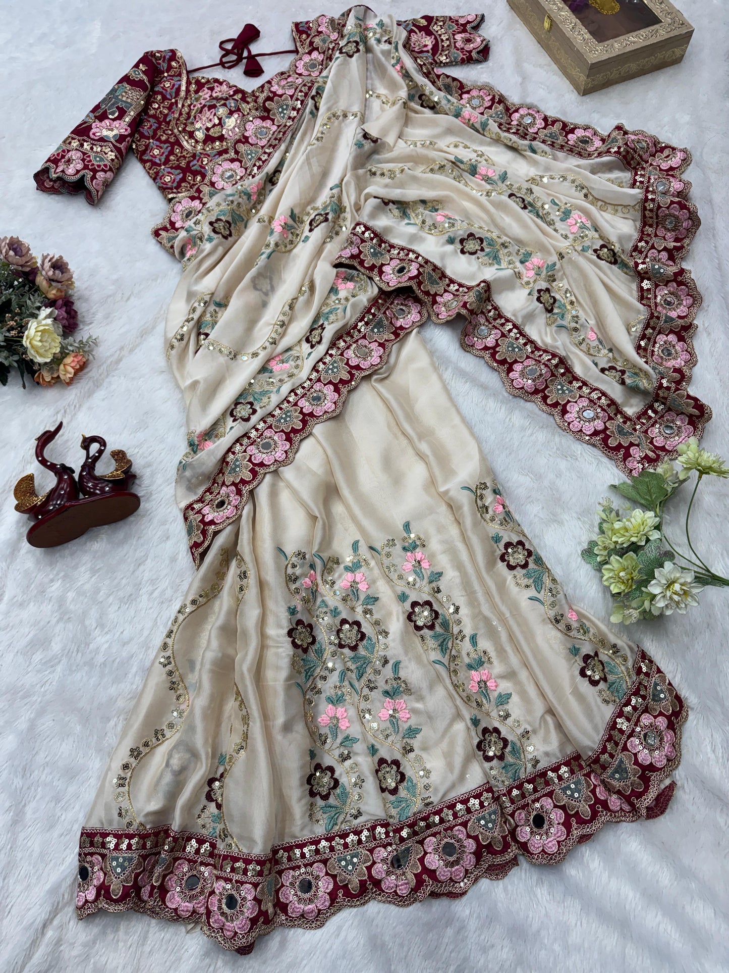 Soft Rangoli Silk Fabric
