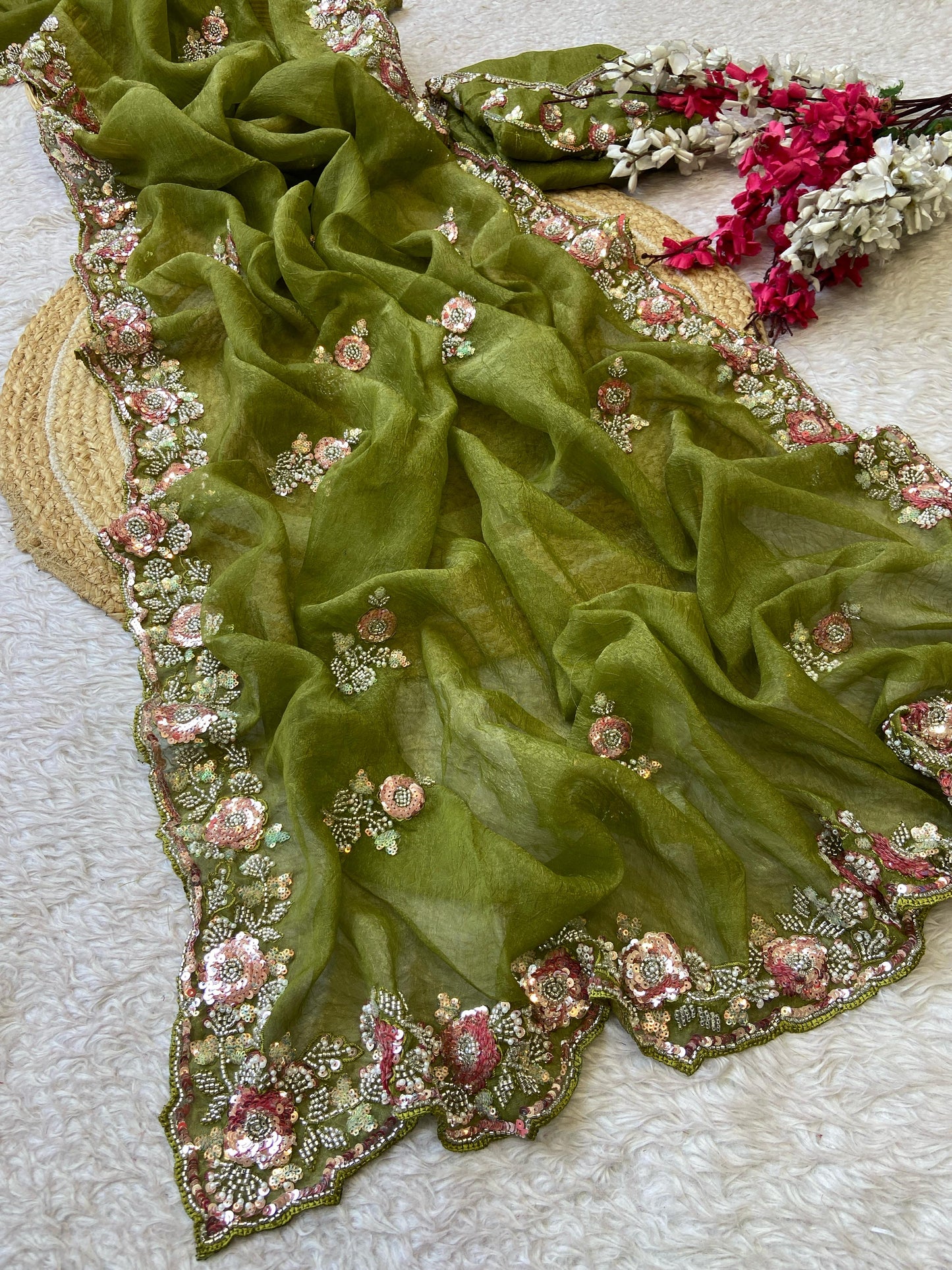 Chiffon handwork saree