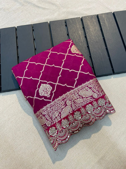 Pure Crepe Khadi Silk Pattu Saree