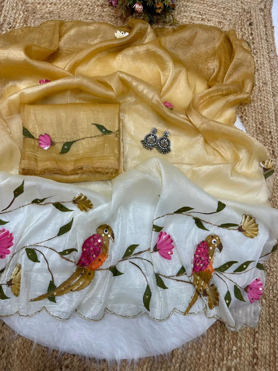 pure gold soft crush saree