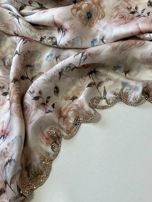 Satin georgette saree