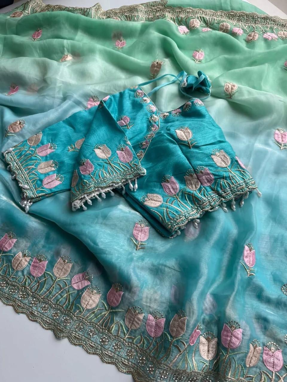 Soft satin silk saree