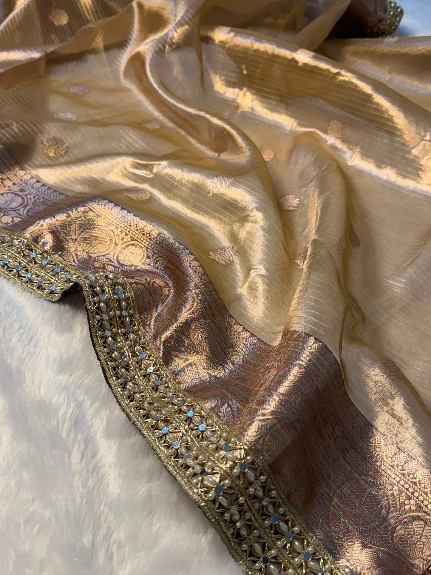 Banarasi Multi Colour Border Tissue Soft Silk Saree