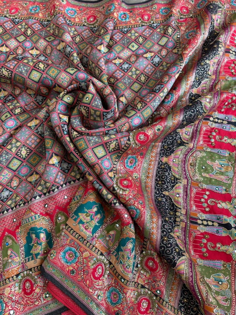 Heavy Pashmina Silk Saree With Zari Weaving Design