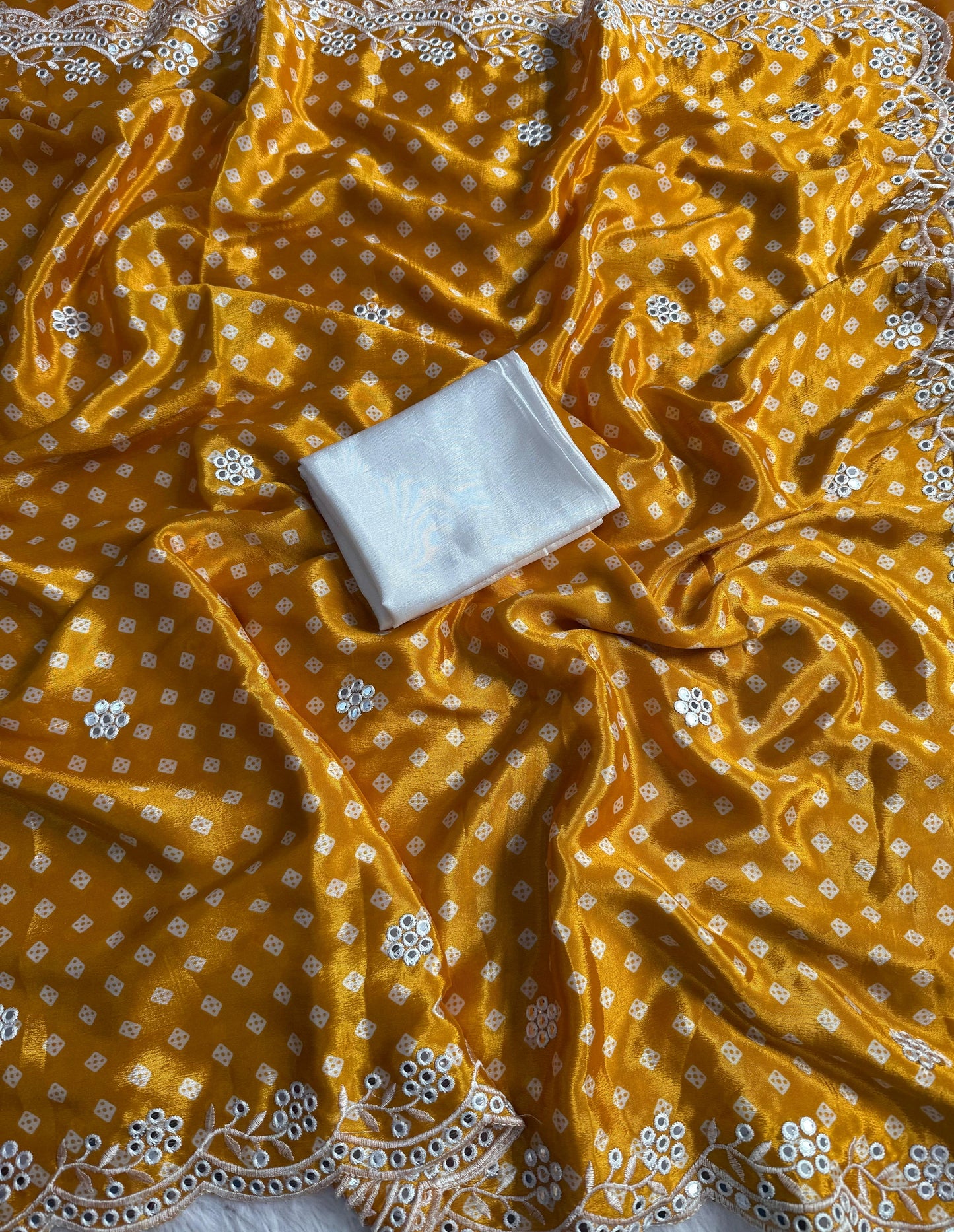 Beautiful Chinon fabrics Bandhej Print