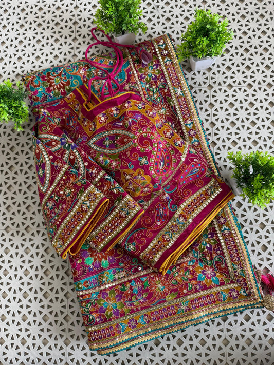 Pure Viscose Saree With Multi Colored