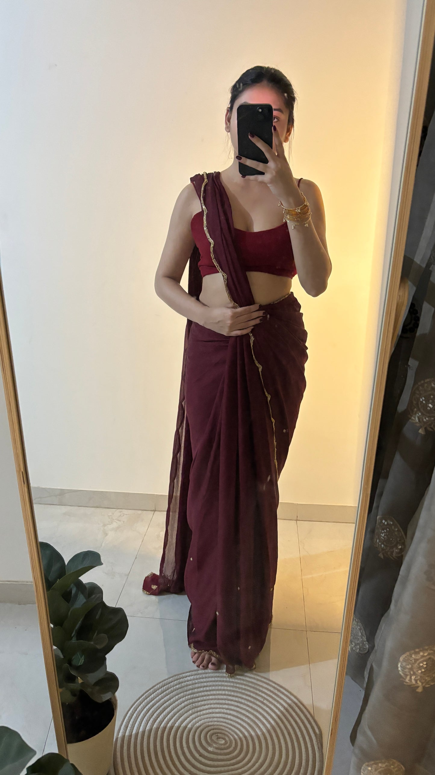 Soft crush saree with beautiful handwork
