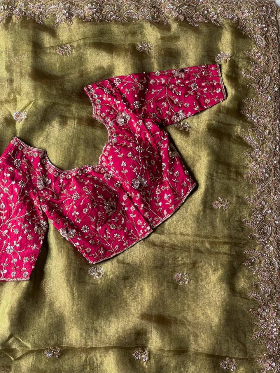 Tissue crepe silk saree