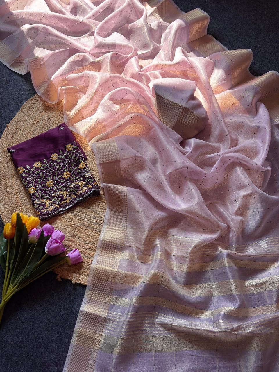 Soft tissue crush saree