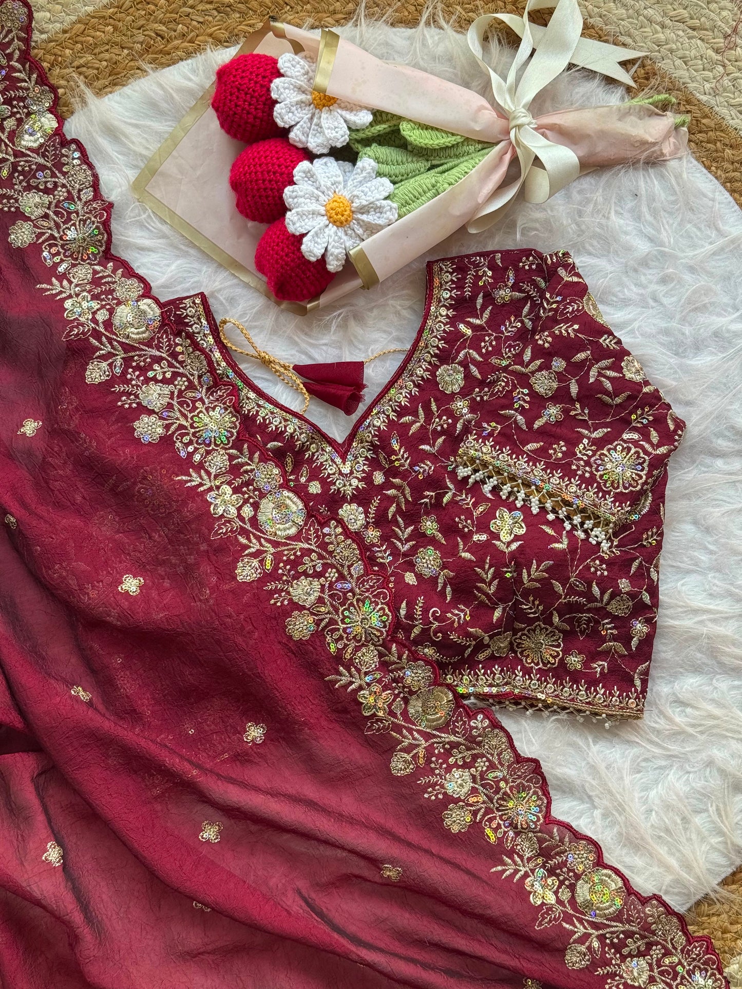 Crush silk saree