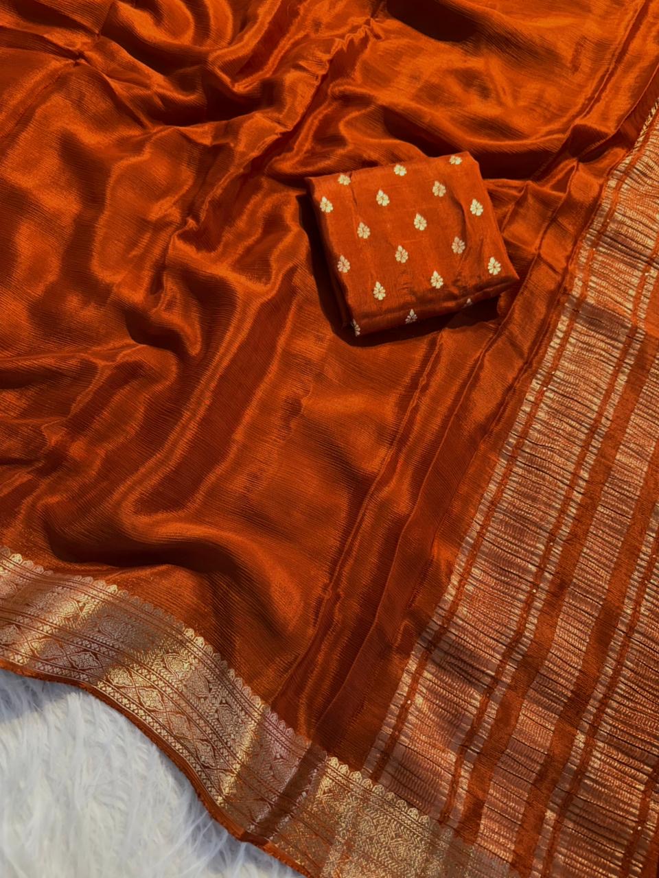pure viscose soft Chinon saree
