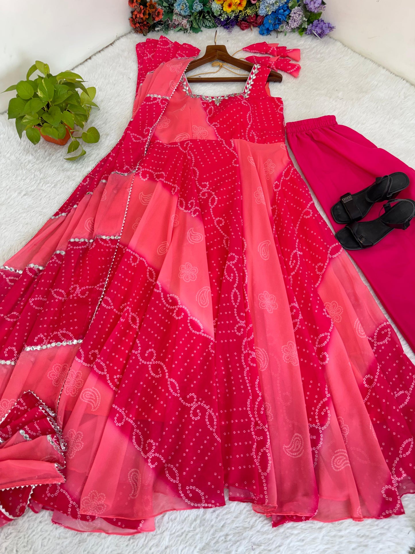 Gerorrget Chiffon Heavy Fox Digital Print gown